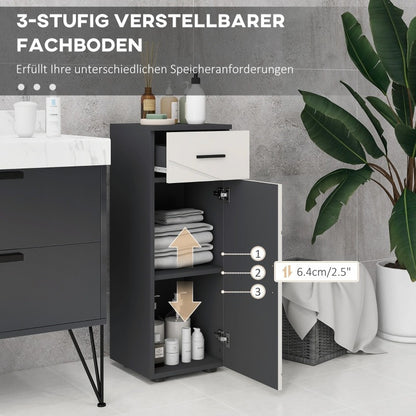 Badkamerkast – Opbergkast – Wastafelonderkast – Kolomkast – Spiegelkast – Compact 30x30x82 cm – Verstelbare Planken & Ladeklep – Wandmontage – Grijs – Ruimtebesparend & Duurzaam