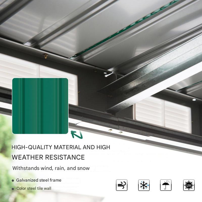 Metalen Buitenschuur – Tuinberging – Opslagschuur – Schuurtje – Garagebox – Extra Ruim 6,3 m³ – Stevige Constructie – Schuifdeur – Weerbestendig – Puntdak – Eenvoudige Montage – Verplaatsbaar – Antraciet Donkergroen Zwart