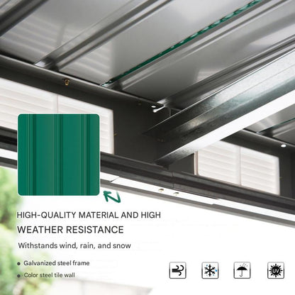Metalen Buitenschuur – Tuinberging – Opslagschuur – Schuurtje – Garagebox – Extra Ruim 6,3 m³ – Stevige Constructie – Schuifdeur – Weerbestendig – Puntdak – Eenvoudige Montage – Verplaatsbaar – Antraciet Donkergroen Zwart