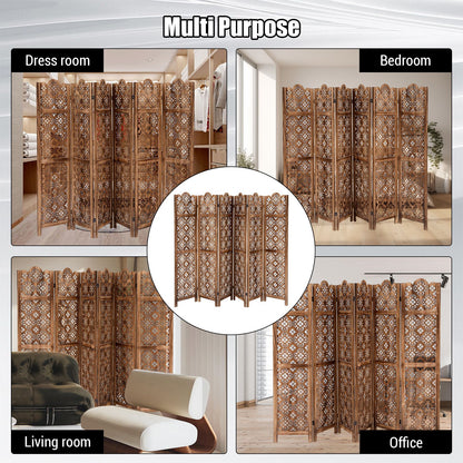67-Inch Wood Carved Folding Room Divider with 6 Panels | Freestanding Privacy Screen, Easy Assembly Partition for Home, Office, Restaurant, and Bedroom, Classic Style, Hardwood Material, Mixed Color, TACKVIEW Brand