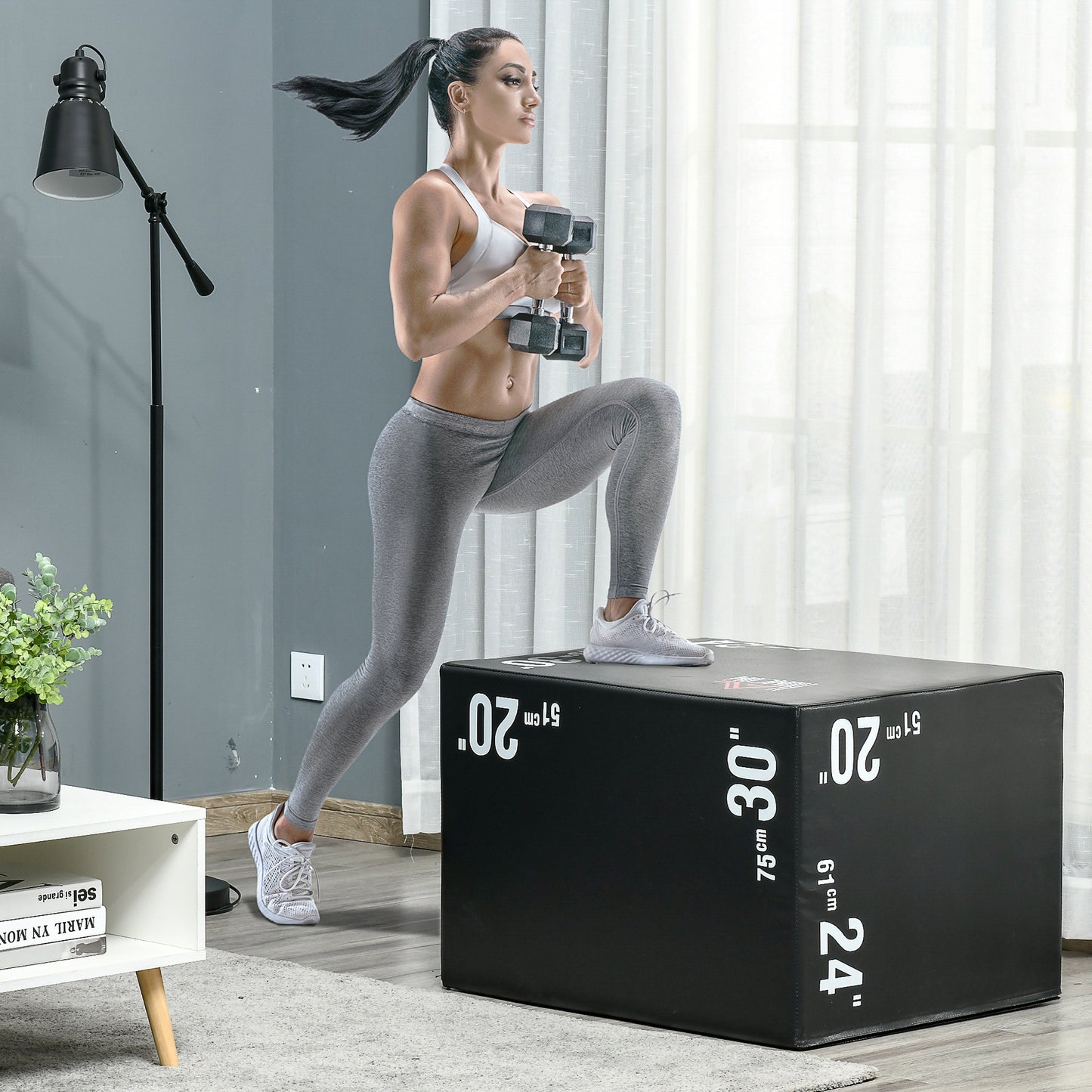 Plyobox – Fitness Box – Jump Box – Crossfit Box – Trainingsbox – 3-in-1 Verstelbare Hoogte 51/61/75 cm – Stevig PE Plastic Antislip Zwart