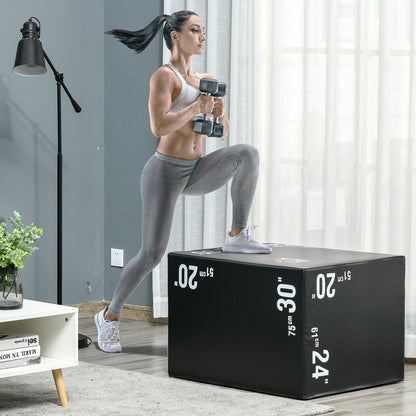 Plyobox – Fitness Box – Jump Box – Crossfit Box – Trainingsbox – 3-in-1 Verstelbare Hoogte 51/61/75 cm – Stevig PE Plastic Antislip Zwart