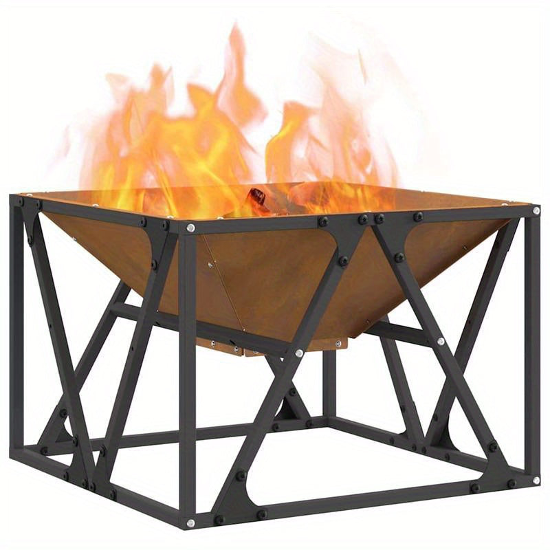 Outdoor Houtkachel – Buitenkachel – Vuurkorf – Feuerschale – Tuinhaard – Cortenstaal – Vierkant 50x50x35 cm – Duurzaam & Weerbestendig