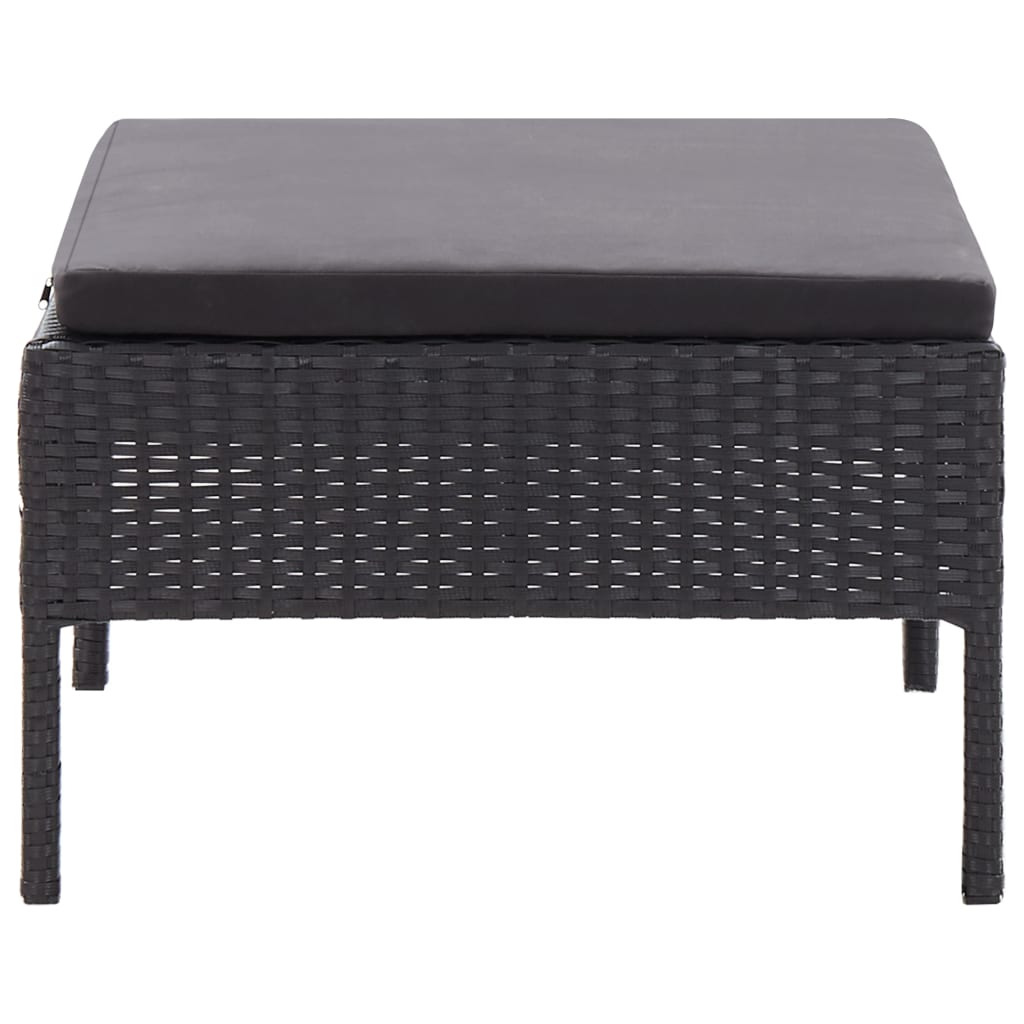 Loungeset – Tuinset – Loungemeubels – Buitenbank – Black – Weerbestendig Poly Rattan – Comfortabele Dikke Kussens
