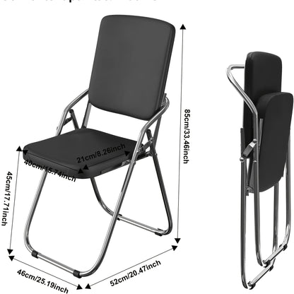 Opvouwbare stoel – inklapstoel – klapstoel – kampeerstoel – vouwstoel – Set van 4 – Stalen frame & PU-kunstleer – Ergonomische rugleuning met armleuningen