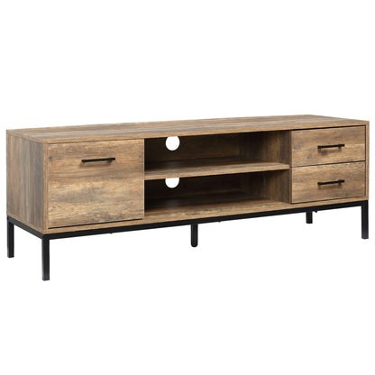 TV Meubel – TV Kast – TV Dressoir – Lowboard – Media Meubel – Industrieel Design – Geschikt voor TV Tot 50 Inch – MDF Metalen Frame 132x39x45,5 cm