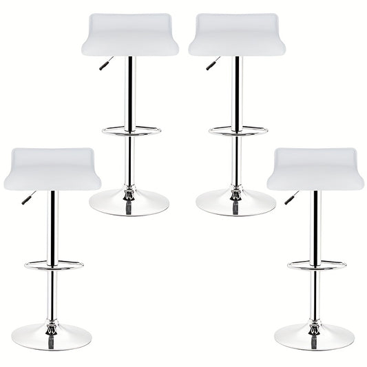 4pcs White Commercial Bar Stools | Heavy-Duty Vegan Faux Leather Seating For Restaurants & Cafes, Adjustable Height Counter Stools (Easy-Clean & Bistro Style)