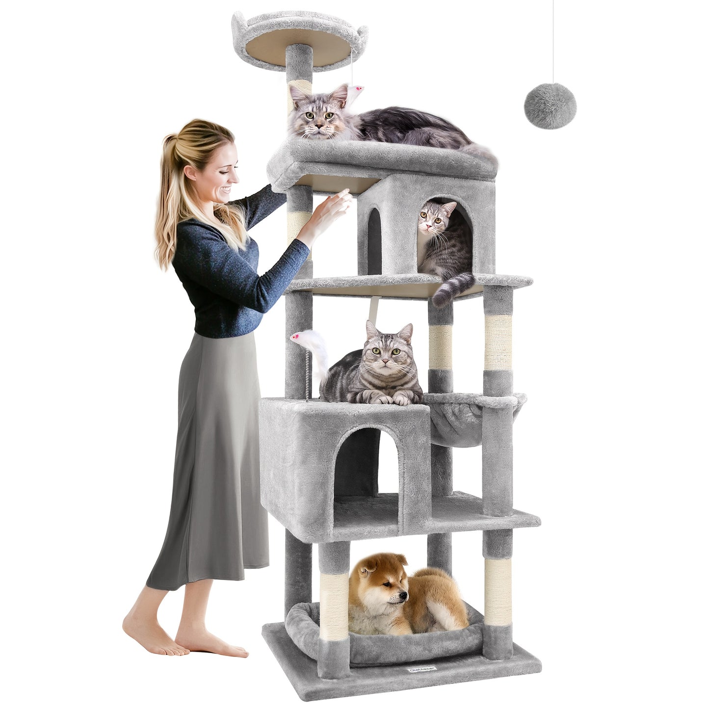 Krabpaal – Kattenboom – Kattenpaal – Klimpaal – Speelpaal – Duurzaam Hout – 149,86 cm Hoog – Robuust en Stabiel voor Grote Katten