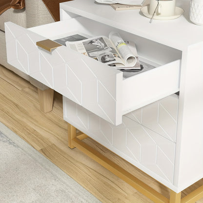 Ladekast Wit – Opbergkast – Lade Kast – Commodes – Ladenkast – 3 Ruime Lades – Krasbestendig Metalen Poten – Compact Formaat 59,9x68,5 cm