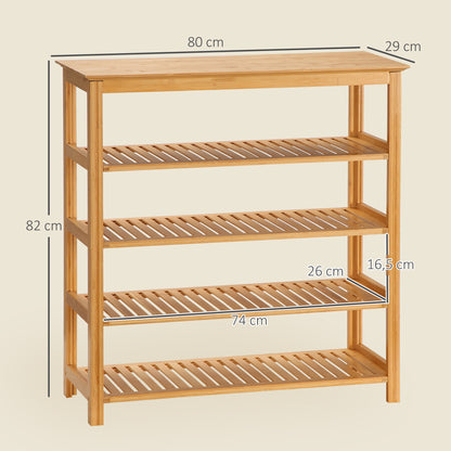 Schoenenkast – Schoenenrek – Schoenenopberger – Schoenentoren – Schoenendisplay – Bamboe – Natuurlijk – Ruim 4 planken – Ventilerend ontwerp