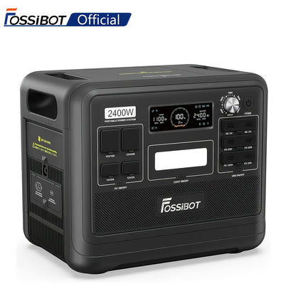 FOSSiBOT F2400 Power Station 2048Wh LiFePO4 2400W AC Out (4800W Peak), 6 AC Outlets, 4 USB/2 Car/DC Ports, 1.5H Fast Charge, Digital Display, Compact & Lightweight for Camping, RV, Home Backup, Solar Power Generator for Motor