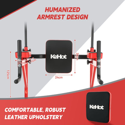 Kehot Adjustable Pull Up Bar Station with 10-Level Height (140-190cm) & Resistance Bands - Heavy-Duty Pull Up & Chin Up Stand Suitable for Home Gym, Fitness Equipment with -Slip Base & Foam Grips, Compact Training System for