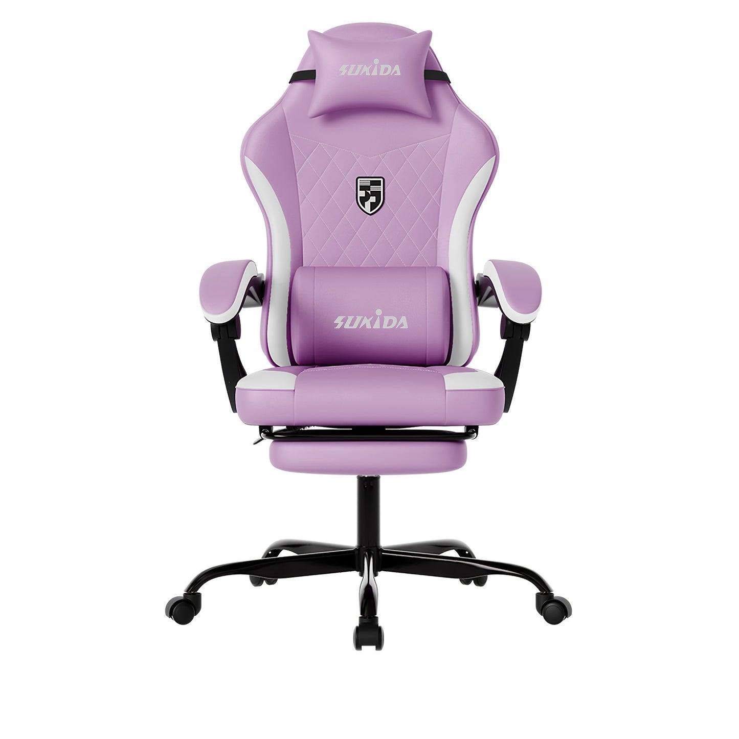 Ergonomische Racing Gamingstoel – Game Stoel – Bureaustoel – Zitzak – Gamerstoel – Memory Foam – Verstelbare Rugleuning & Voetensteun – Paars/Wit
