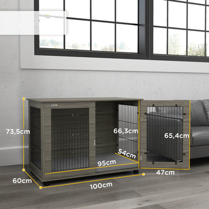 Hondenbench – Hondenkooi – Hondenhok – Reisbench – Transportbench – Grijs – Stevig Stalen Frame – Inclusief Verwijderbaar Kussen