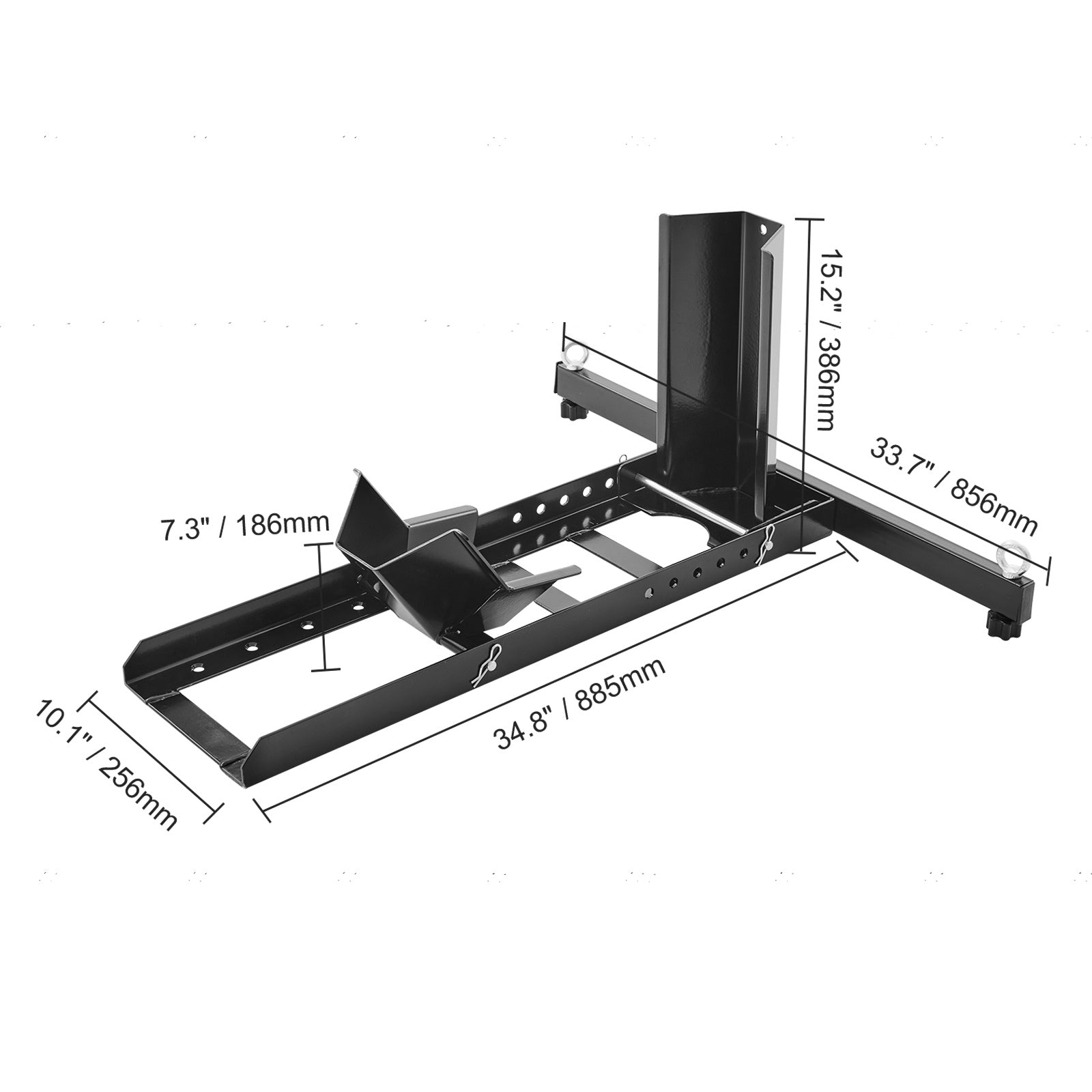 Motorstandaard – Wielhouder Motorfiets – Wielenstopper – Motorparkeerstandaard – Verstelbare Motorwielhouder – Zwart – Geschikt Voor Wielen 15-22 Inch – Draagvermogen Tot 815 Kg - QUORE