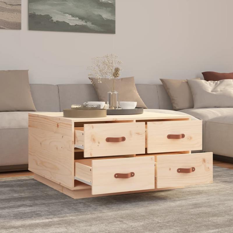 Coffee Table 80X80X45 Cm Solid Pinewood Removable, Suitable for Indoor Use And Suitable for All Seasons
