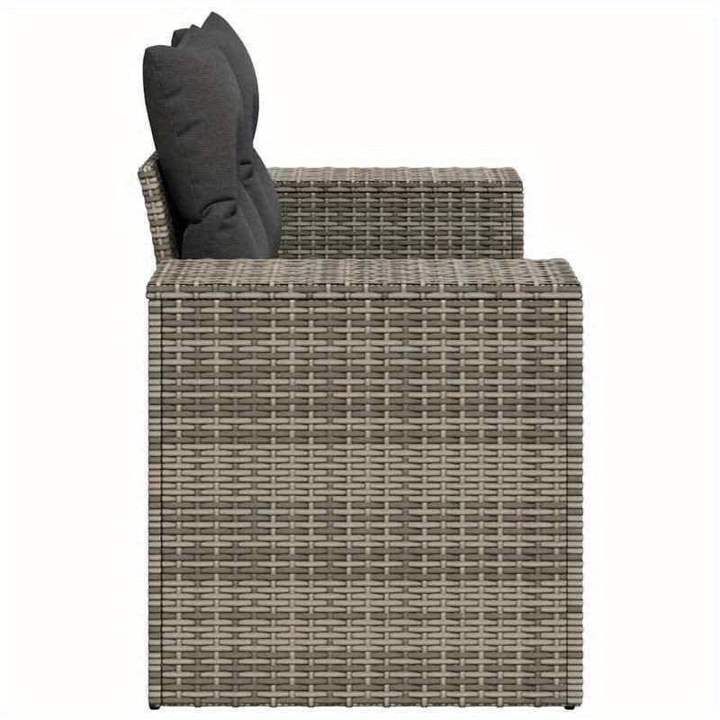 Buitensofa – Loungeset – Tuinbank – Loungemeubel – 2-zits Sofa – Weerbestendig Rotan – Comfortabele Kussens – Stijlvol Grijs
