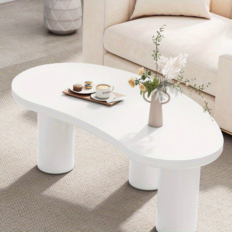 Salontafel – Koffietafel – Bijzettafel – Livingtafel – Woonkamertafel – Halve Maan Vorm – PVC Voet Met Vilten Onderlaag – 107x57x40,5 cm