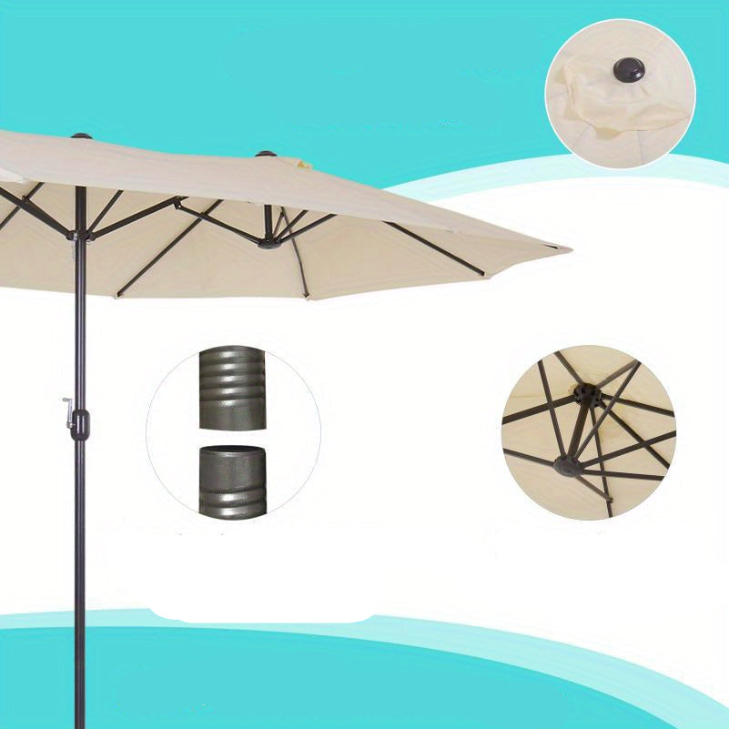 Tuinscherm – Zonnescherm – Terrasscherm – Schaduwdoek – Privacyscherm – Dubbel zonnescherm – Handbediening – Stalen frame 455x270x240 cm – Beige