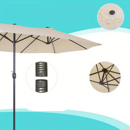 Tuinscherm – Zonnescherm – Terrasscherm – Schaduwdoek – Privacyscherm – Dubbel zonnescherm – Handbediening – Stalen frame 455x270x240 cm – Beige