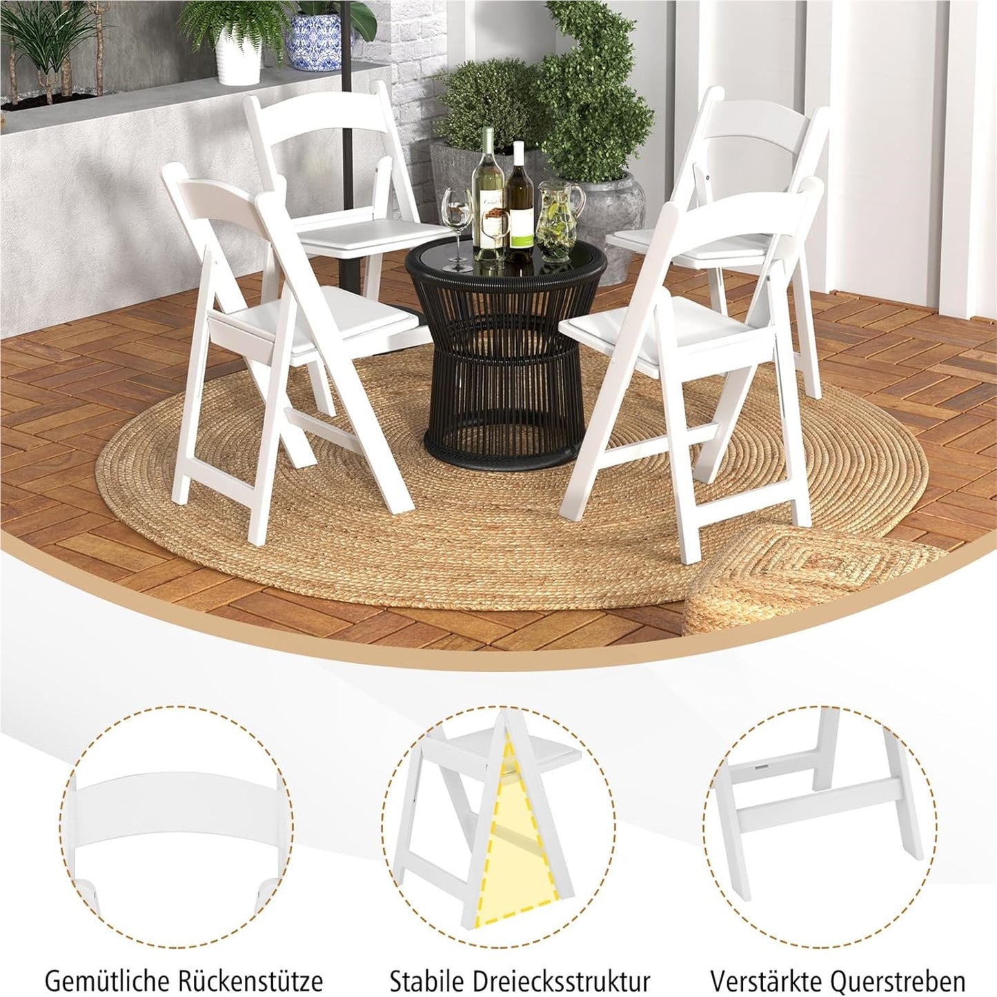 Tuinstoelen – Tuinstoel – Klapstoel – Ligstoel – Balkonstoel – Inklapbaar – Weerbestendig – Zithoogte 46 cm – Draagvermogen 500 kg