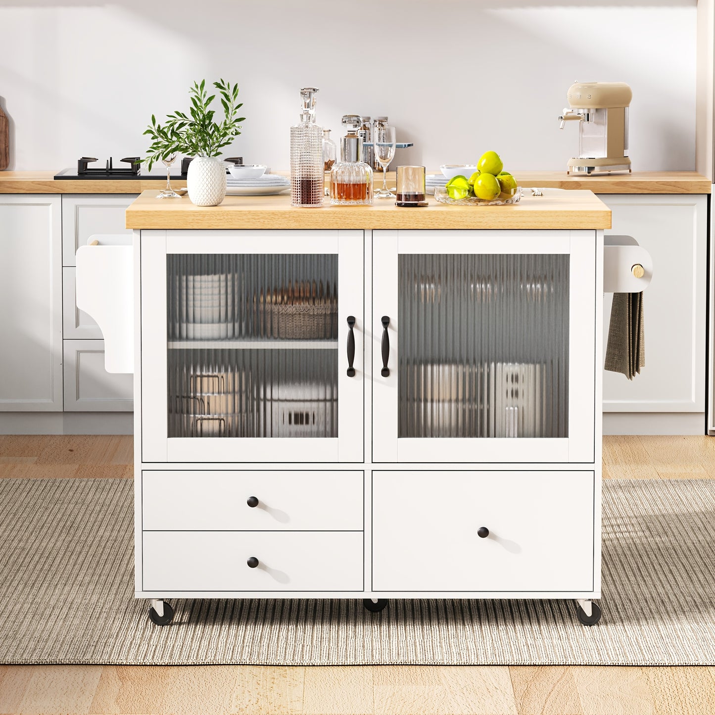 Ladekast – Kast – Commode – Opberger – Ladekast Wit – 5 Lades – Diamantpatroon – Gouden Poten – Modern – Eenvoudige Montage