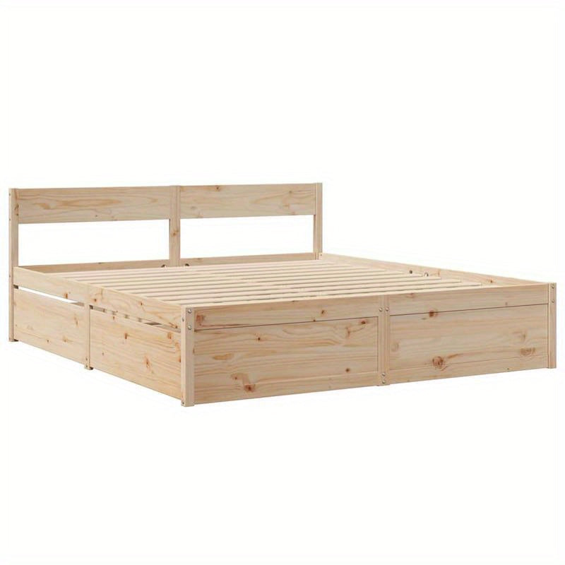 Bedframe – Houten Bed – Massief Houten Bed – Tweepersoonsbed – Platformbed – 200x200 cm – Massief Grenenhout – Met Opberglades