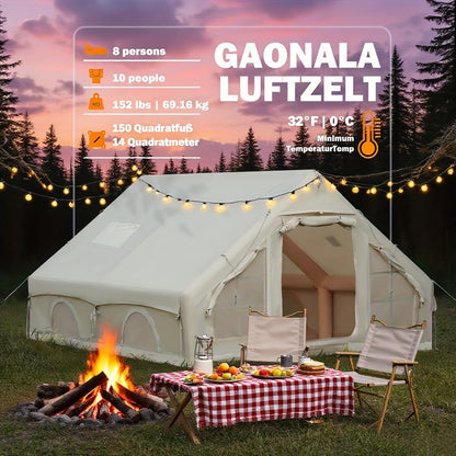 Tent – Kampeertent – Familietent – Feesttent – Opblaasbare Tent – 10 Personen – Waterdicht Oxford Stof – Snel Opzetten Met Schoorsteen & Dakraam