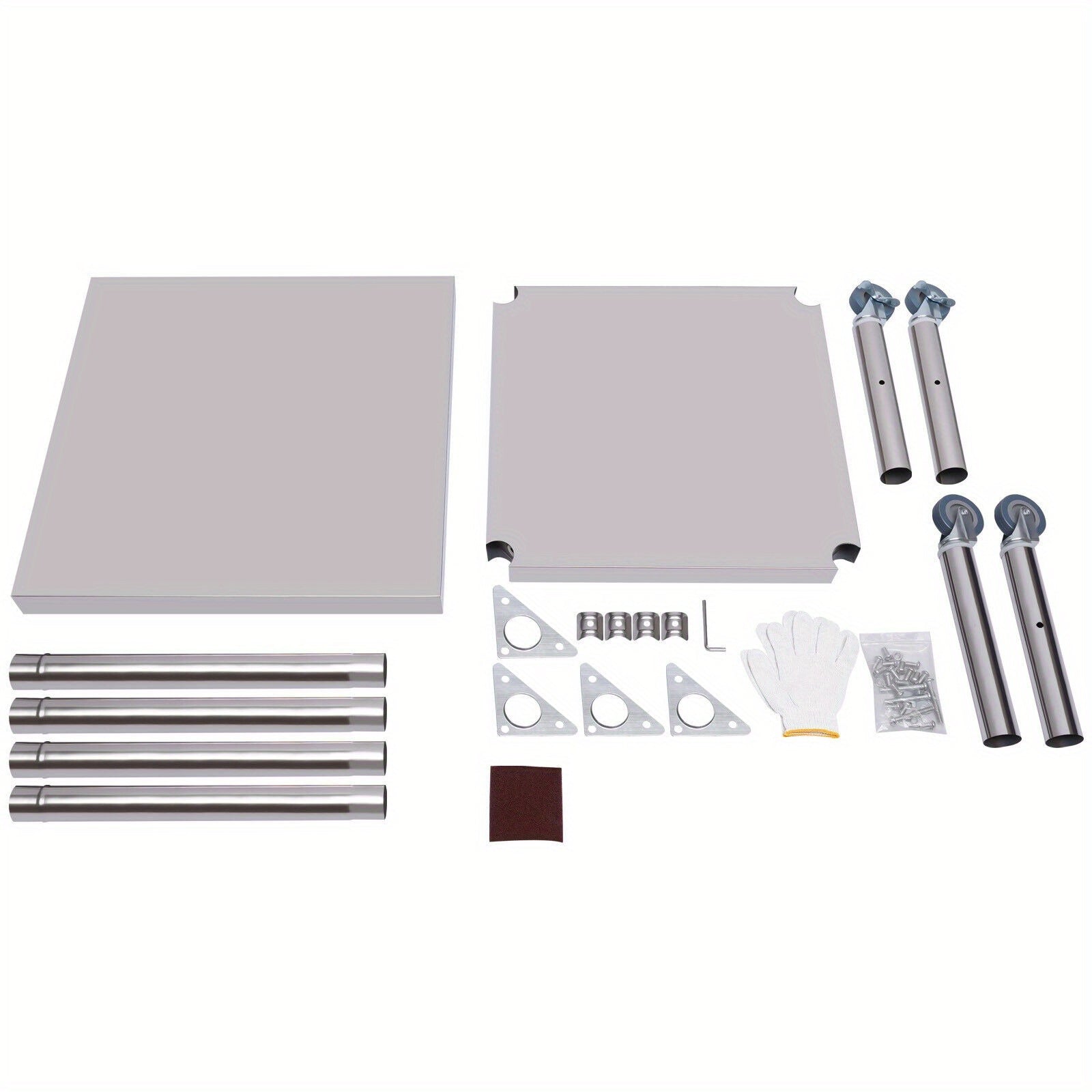 RVS Werktafel – Roestvrijstalen Werkbank – Keukentafel – Werkblad – Mobiele Tafel – 60x60 cm – 2 Niveaus – Max 300 kg Draagvermogen - QUORE