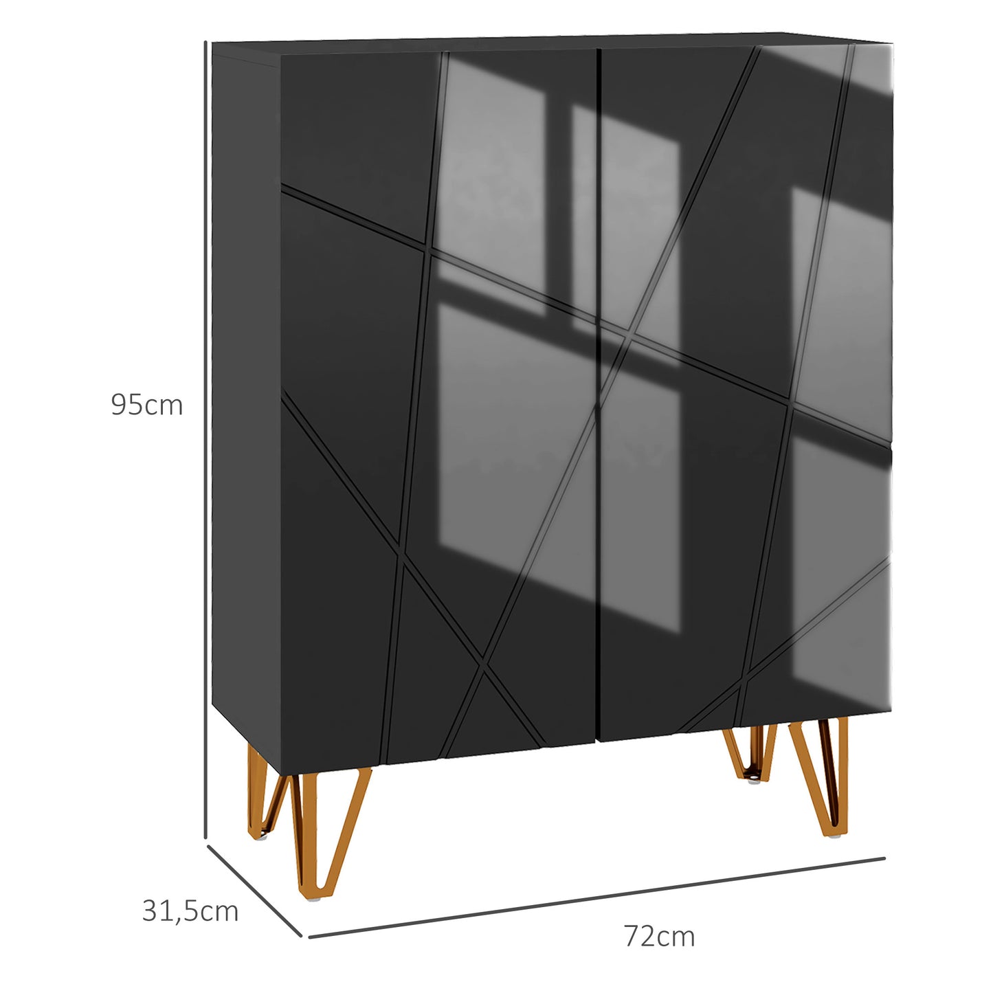 Schoenenkast – Schoenenrek – Schoenenopberger – Schoenenkastje – Schoenenmeubel – Twee Deuren – Soft-Close Deuren – Verstelbare Planken – Zwart – Geschikt Voor 15-20 Paar Schoenen