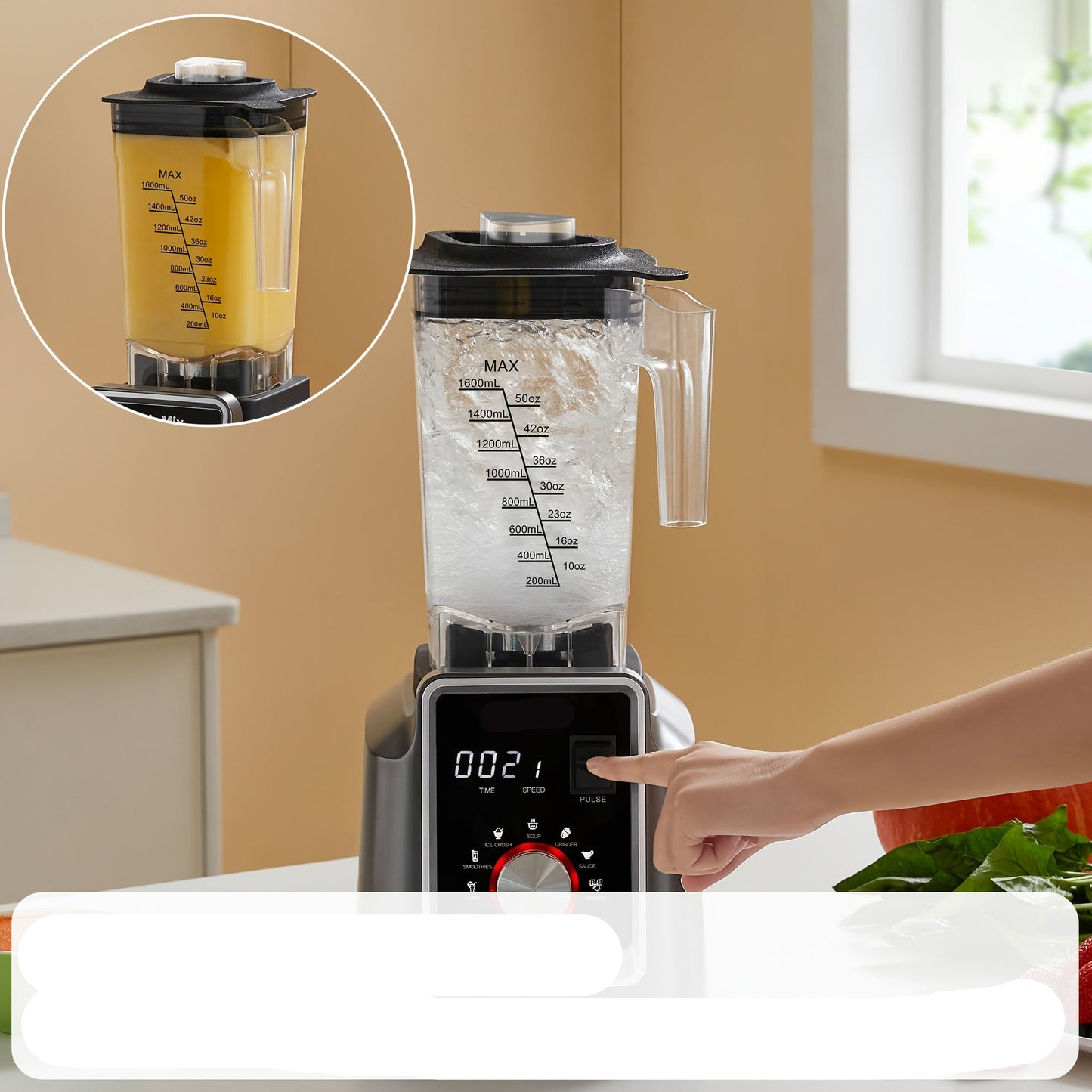 Blender – Keukenmachine – Smoothiemaker – Sapcentrifuge – 1,6 Liter – 2200 Watt – 6 Programma’s