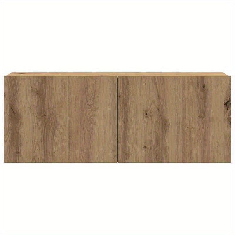 Tv-meubel – TV-kast – Entertainmentmeubel – Media-meubel – Wandmeubel – Handgemaakt Eikenhout – 4-delige Wandgemonteerde Set