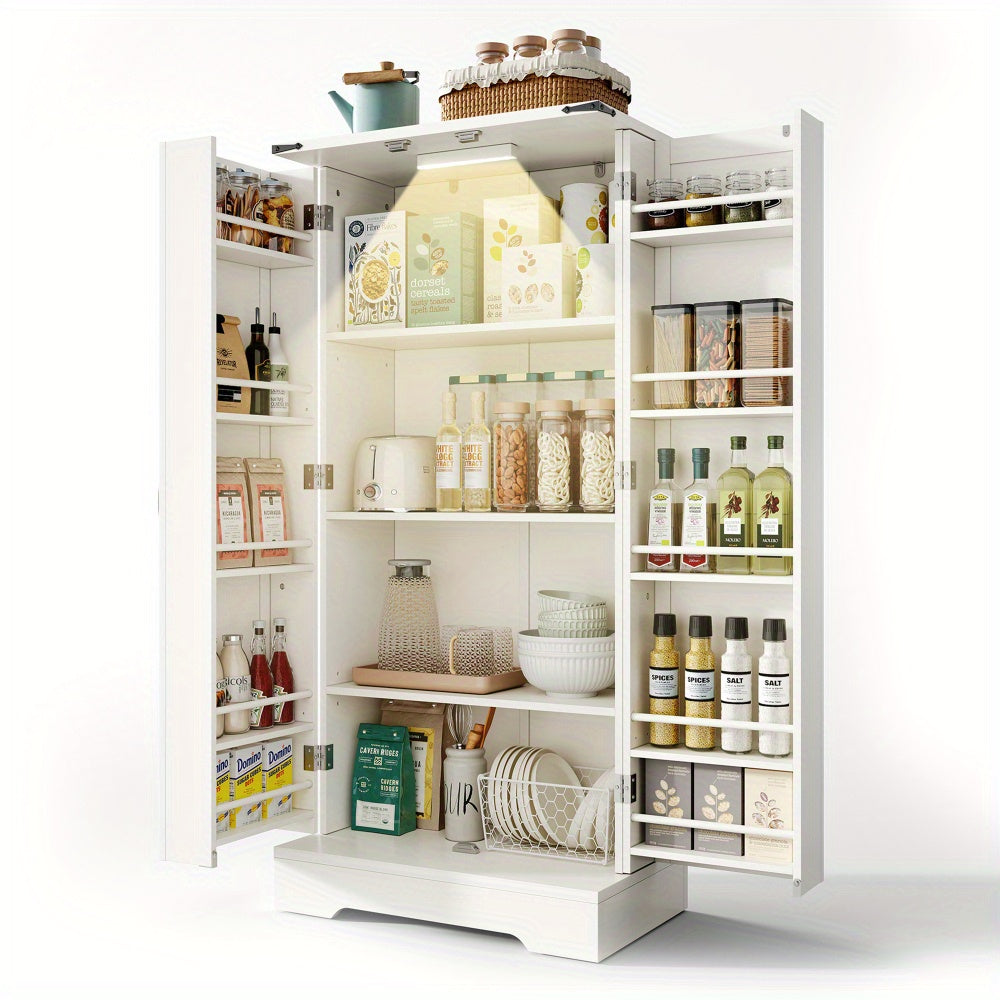 Keukenkast – Opbergkast – Buffetkast – Dressoir – Kast – Wit – 128,5 cm Breed – Verstelbare Planken Met 2 Deuren