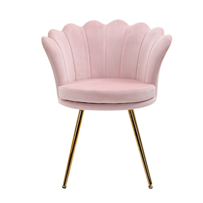 Draaifauteuil – Fauteuil – Lounge Stoel – Velvet Stoel – Shell Chair – Roze Velours – 360° Draaibaar – Stijlvol Metalen Frame