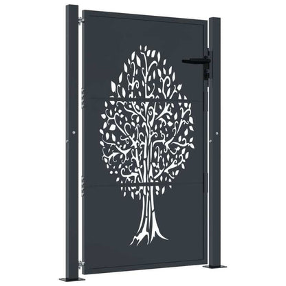 Metalen Tuinpoort – Tuinhek – Tuinpoortje – Tuindeur – Hekwerk – Antraciet – 105x155 cm – Duurzaam Staal – Boompatroon Design