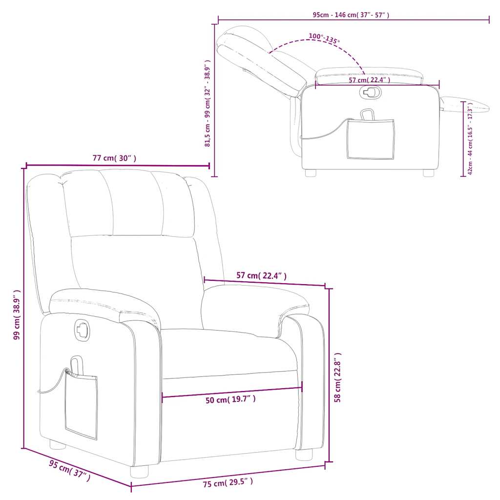 Massagestoel – Relaxstoel – Massage Fauteuil – Ontspanningsstoel – Massagezetel – Handmatig Verstelbaar – Stevig Hout & Metaal Frame