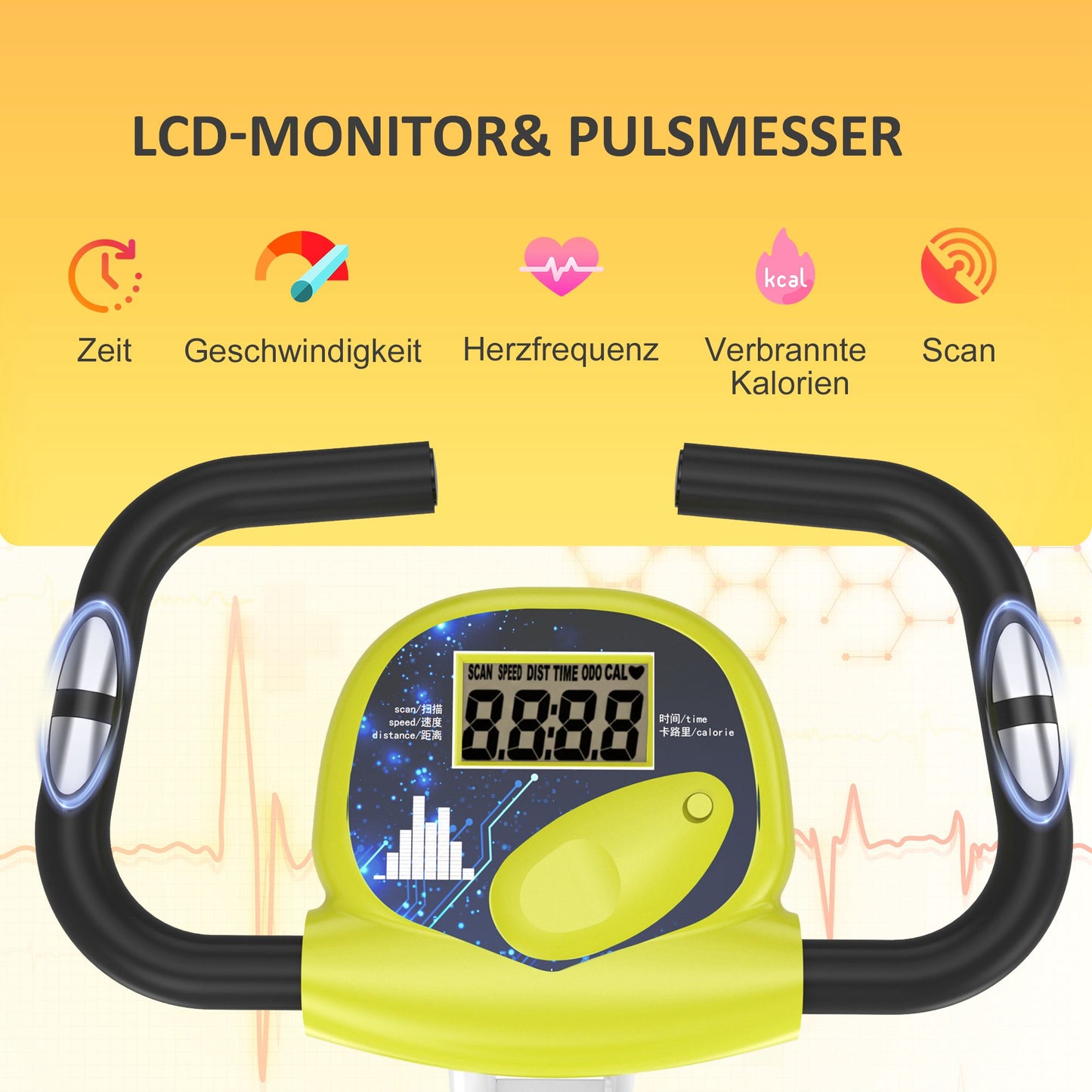 Fietstrainer – Hometrainer – Bureaufiets – Bewegingstrainer – Mini Hometrainer – Inklapbaar – 8 Verstelbare Magneetweerstanden – LCD Monitor