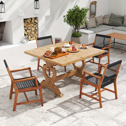 Tuinstoelen – Buitenstoelen – Patio Stoelen – Terrasstoelen – Balkonstoelen – Set van 2 – Acaciahout met Zwart Rope – Ergonomisch Ontwerp met Armleuningen