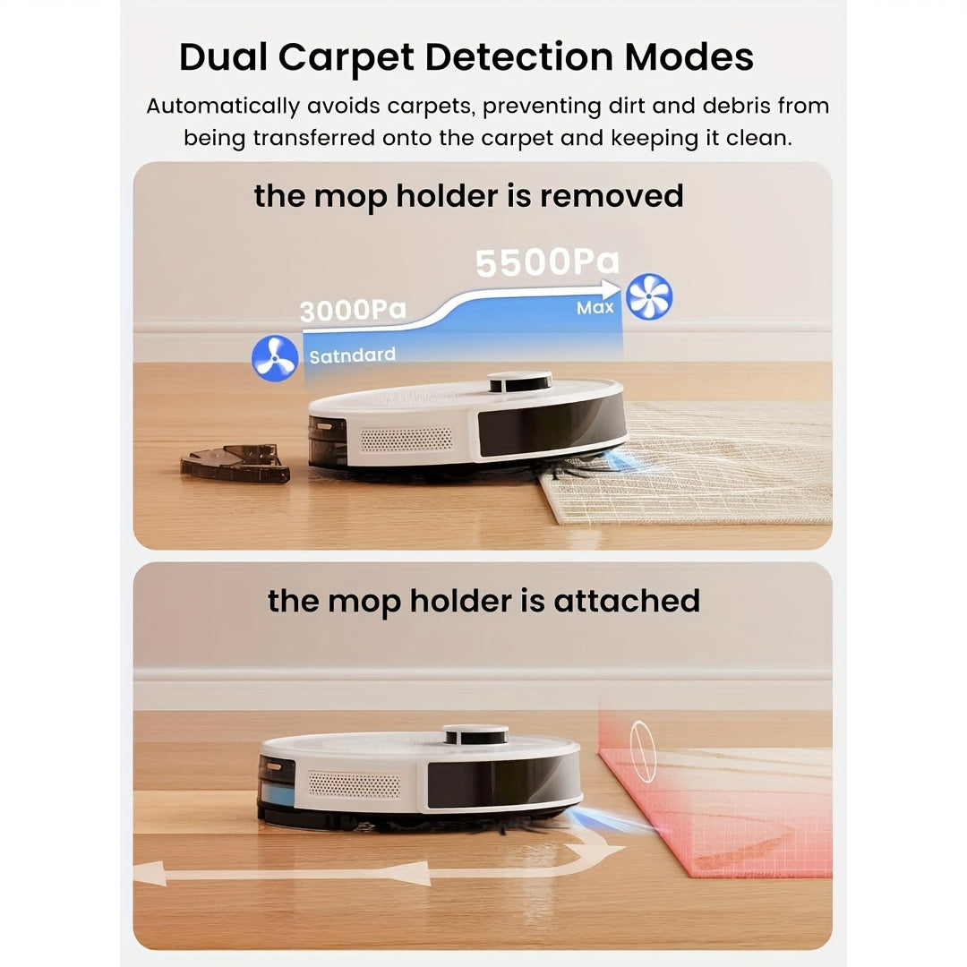 LEFANT M2 Pro Robot Vacuum Cleaner & Mop - 45-Day Auto Cleaning, 190° PSD Obstacle Avoidance, 5500Pa Suction Power, 140 Min Runtime, WiFi/Apple/Alexa App & Alexa Control, Multi-Layer Map Drawing, 2.5H Battery, 50dB Quiet, Mo