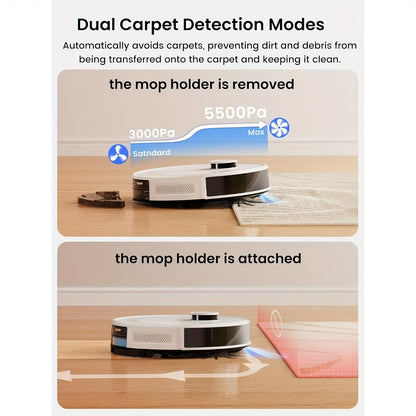 LEFANT M2 Pro Robot Vacuum Cleaner & Mop - 45-Day Auto Cleaning, 190° PSD Obstacle Avoidance, 5500Pa Suction Power, 140 Min Runtime, WiFi/Apple/Alexa App & Alexa Control, Multi-Layer Map Drawing, 2.5H Battery, 50dB Quiet, Mo