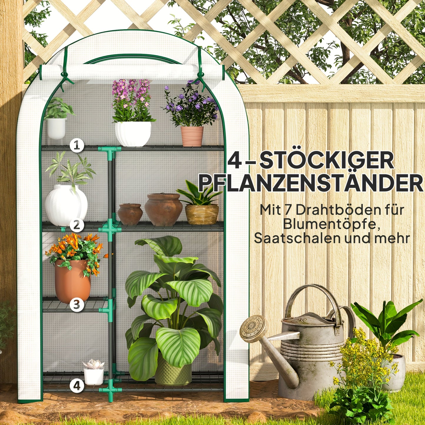 Kas met Rond Dak – Kweekkas – Balkonkas – Tuinkas – Tomatenkas – Wit – Met Deur en Schappen – 100 x 45 x 160 cm – Winterbestendig Plastic Folie