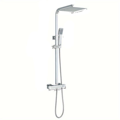 Regendouche Set – Douchekop – Handdouche – Douchekraan – Douchekraan Met Dubbele Hendel – Roestvrij Staal – Ultradunne Regendouche – Moderne Wandmontage