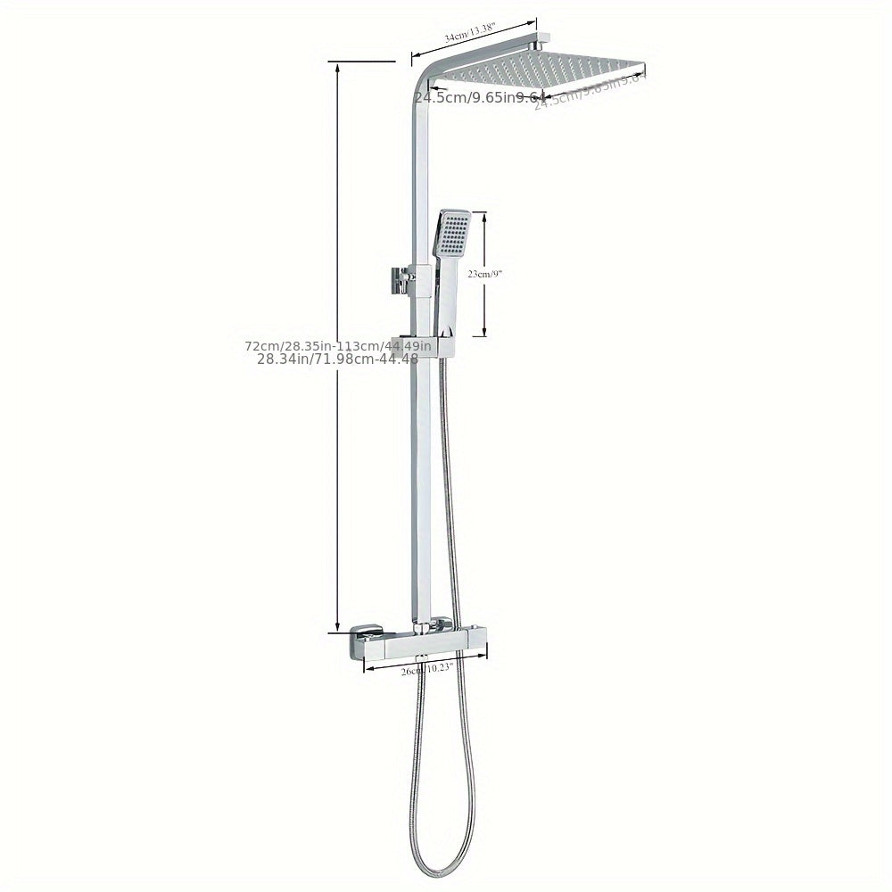 Regendouche Set – Douchekop – Handdouche – Douchekraan – Douchekraan Met Dubbele Hendel – Roestvrij Staal – Ultradunne Regendouche – Moderne Wandmontage