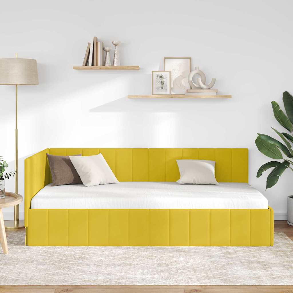 Bedframe – Bedombouw – Slaapbank – Ledikant – Tweepersoonsbed – 100x200 cm – Engineered Hout – Fluwelen Hoofdbord