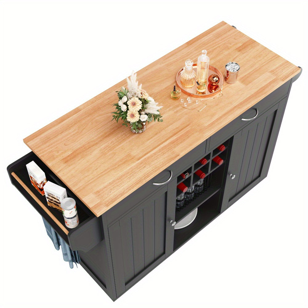 Keukeneiland – Keukentrolley – Keukenkast – Serveerwagen – Eettafelwagen – Mobiel Met Opbergruimte – Compact Design 102x45x92 cm – Duurzaam Niet-Houten Materiaal – Zwart