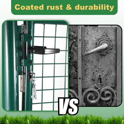 Tuinpoort – Tuindeur – Schuttingpoort – Tuinhek – Looppoort – Gegalvaniseerd Staal Groen – 125x100 cm – Inclusief Slot en Handgreep