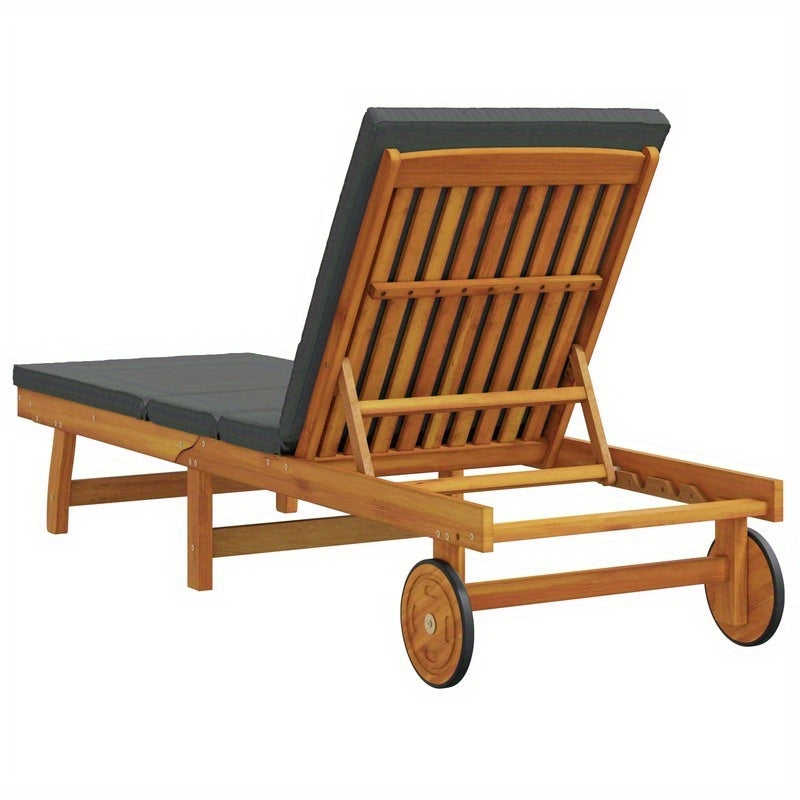 Relaxstoel Outdoor – Tuinstoel Lounge Stoel Ligstoel Tuinmeubel – Ergonomisch Design – Verstelbare Rugleuning – Donkergrijs Kussen – Recycled Houten Frame – Mobiel & Compact