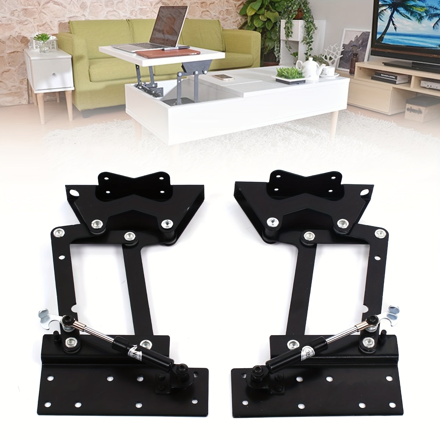 Scharnier – Meubelscharnier – Hefmechanisme – Deurscharnier – Koffietafel Hefscharnier – Zwart Staal – 35 kg Draagkracht – Voorliggend 110°