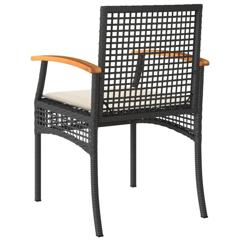 Garden chairs with pillows 2pcs black poly rattan acacia wood Add a touch of rustic charm to your dining room, garden, or terrace with this wooden garden chair! If you're looking for durable garden furniture, this is the idea