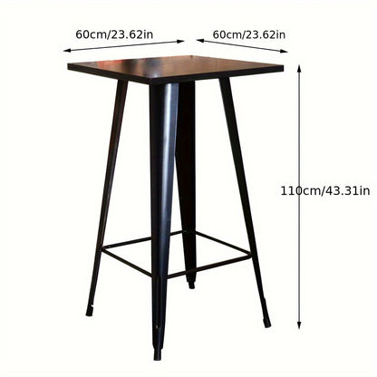 60x60cm Commercial Bar Table, Height 110cm - Heavy-Duty Metal Counter Suitable for Cafes, Pubs and Food Trolleys Events and Pop-Up Bars